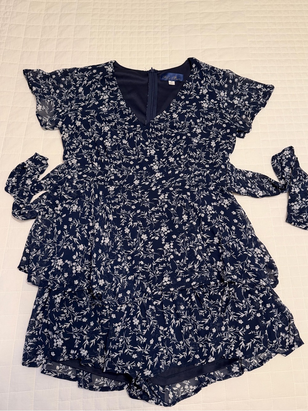 Blue Rain Floral Romper